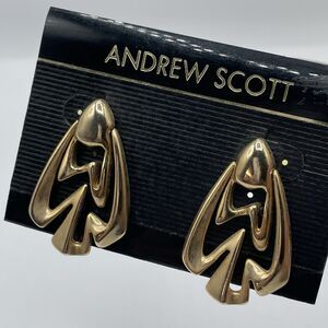 Vintage Andrew Scott Gold Tone Statement Door Knocker Post Setting Earrings